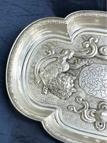 ถาด สิงโต กระไหล่เงิน ขนาดใหญ่ สะสม รูปที่ 5