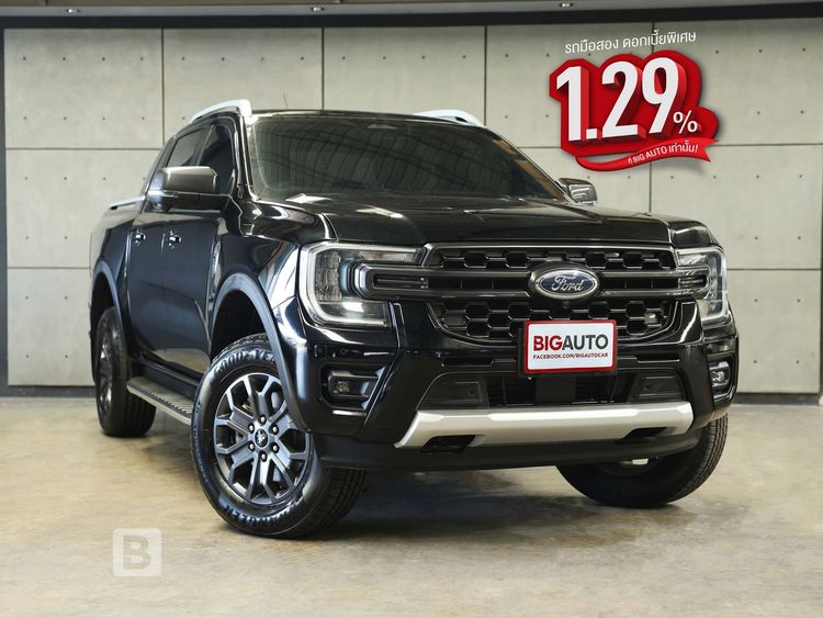 Ford Ranger 2023 2.0 Bi-Turbo Hi-Rider Wildtrak Pickup ดีเซล ไม่ติดแก๊ส เกียร์อัตโนมัติ ดำ