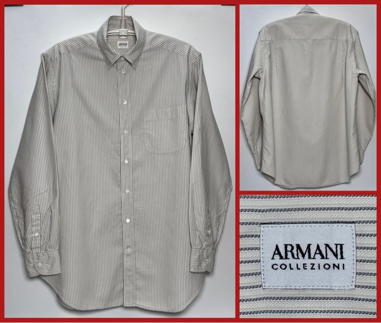 เบจ XL แขนยาว เสื้อเชิ้ต ARMANI ของแท้ รุ่น COLLEZIONI แบบสวยหรู