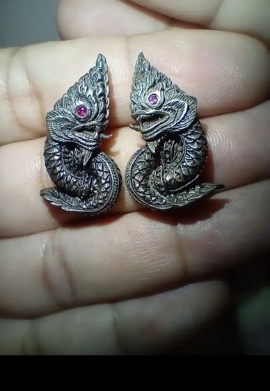 ต่างหูพญานาคเงินแท้ เช่าจากวัด หนัก 9.6กรัม