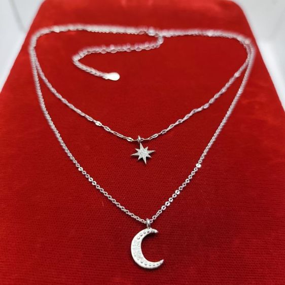 🔖สร้อยเงิน 2 เลเยอร์ จี้🌙⭐ ตะขอตอก925 พร้อมป้ายห้อย งานจากญี่ปุ่น รูปที่ 7