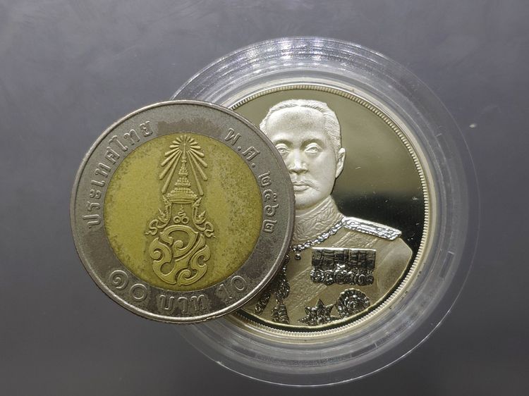 เหรียญเทิดพระเกียรติ พระปิยะมหาราช เนื้อเงิน พิมพ์ใหญ่ บล๊อกเพิร์ทมิ้นท์ หลวงพ่อเกษม เขมโก สำนัก ไตรลักษณ์ 2537 พร้อมตลับเดิม รูปที่ 7