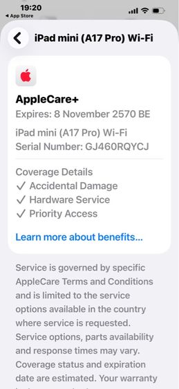ขาย iPad mini 7 128g WiFi ครบกล่อง หมด 8-11-2570 มีapple careplus 13900บาท นัดรับ กทม tel 0944561554 รูปที่ 6