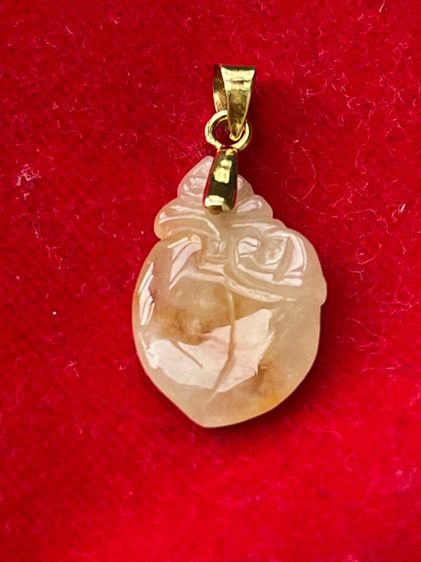 จี้หยกรูปลูกท้อ หยกน้ำผึ้ง ขั้วทองแท้ รูปที่ 3