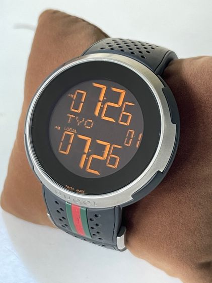 ดำ GUCCI Sports Digital Silver Blue 114 Series Men’s Watch YA114103