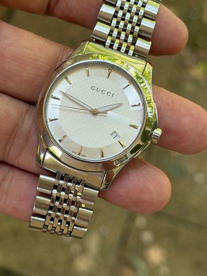 GUCCI G Timeless White Dial Men’s Date Watch Original YA126401 รูปที่ 8