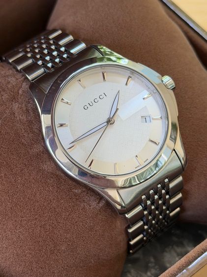 GUCCI G Timeless White Dial Men’s Date Watch Original YA126401 รูปที่ 4
