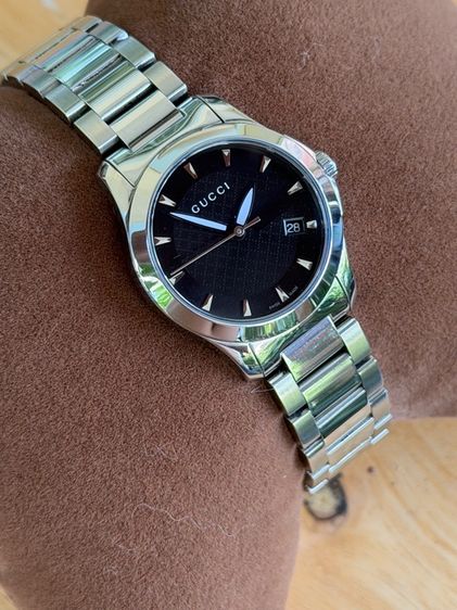 GUCCI G Timeless Watch Ladies 27 mm Swiss Quartz Black Dial YA126502 รูปที่ 6