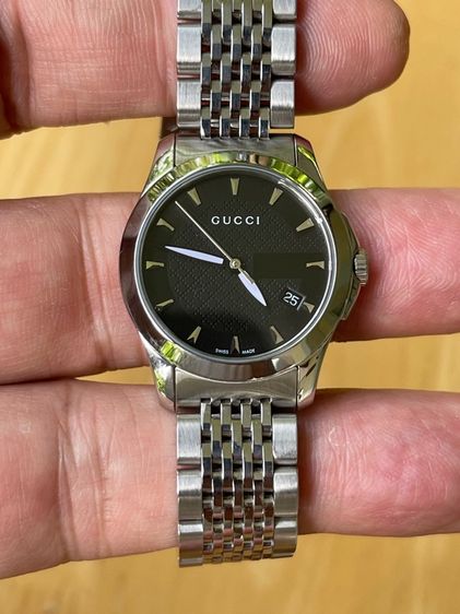 GUCCI G Timeless Watch Ladies 27 mm Swiss Quartz Black Dial YA126502 รูปที่ 6