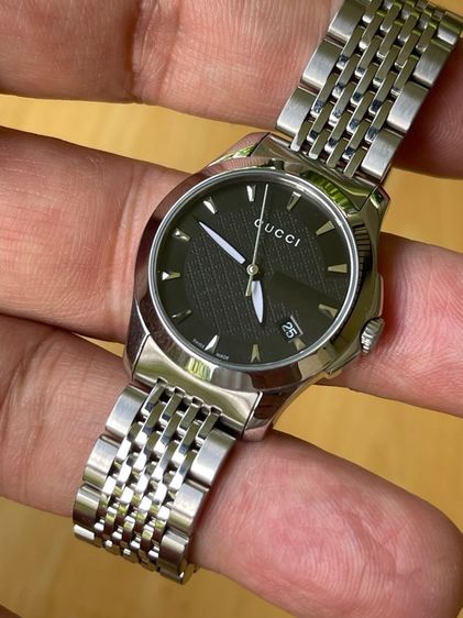 GUCCI G Timeless Watch Ladies 27 mm Swiss Quartz Black Dial YA126502 รูปที่ 7