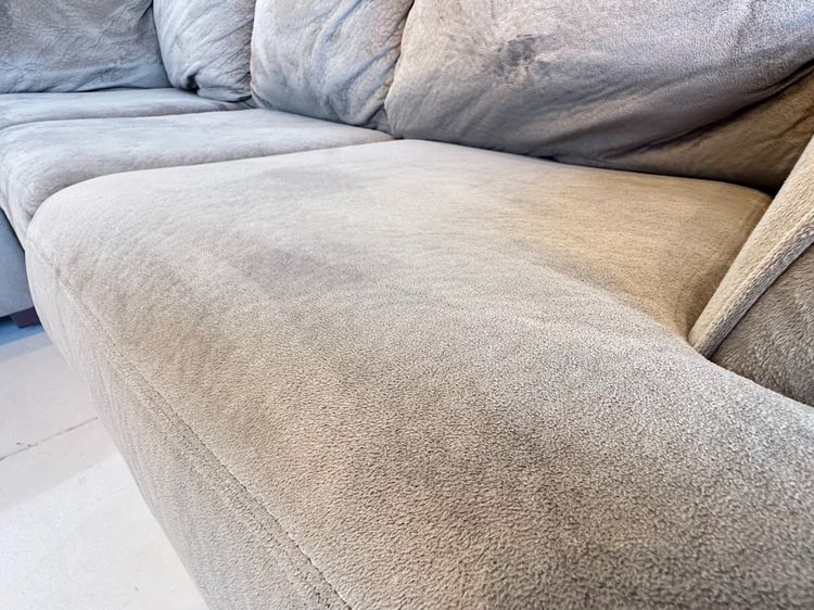 โซฟาเข้ามุม เบาะผ้ากำมะหยี่สีน้ำตาล โครงขาไม้จริง รูปที่ 11