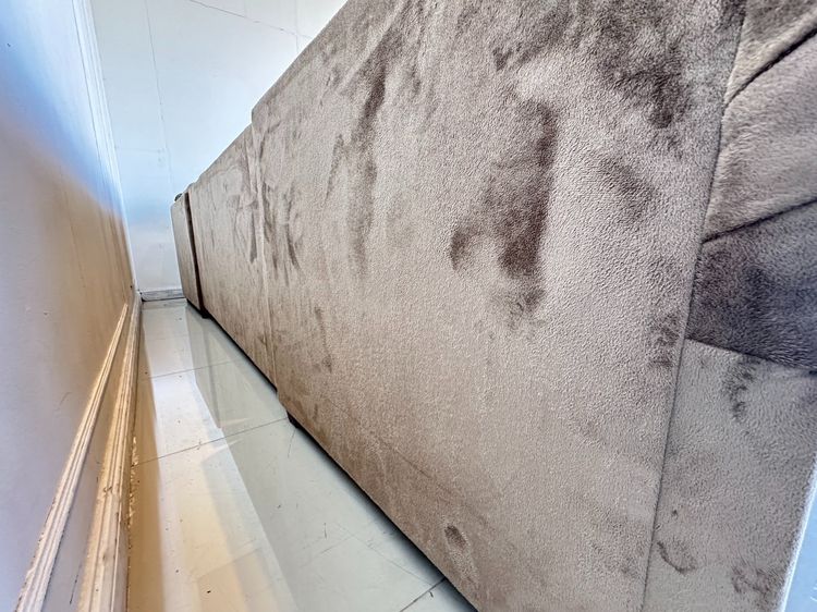 โซฟาเข้ามุม เบาะผ้ากำมะหยี่สีน้ำตาล โครงขาไม้จริง รูปที่ 6