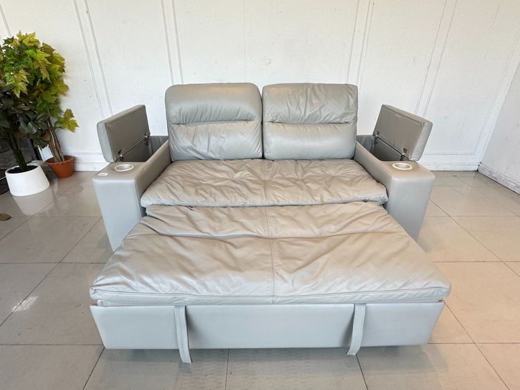 โซฟาเบด แบรนด์ JAS เบาะหนังแท้ผิวสัมผัสสีเทา  รูปที่ 2