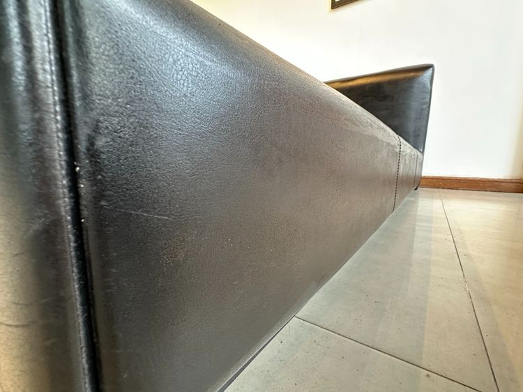 เตียง 6 ฟุต หัวเตียงและโครงเตียงบุนวมหุ้มหนัง PU สีดำ รูปที่ 12