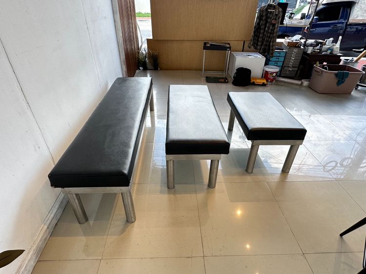 สตูล เบาะหนัง PU สีดำ โครงขาสแตนเลส มี 3 ไซส์  รูปที่ 5