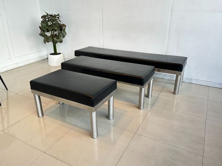 สตูล เบาะหนัง PU สีดำ โครงขาสแตนเลส มี 3 ไซส์  รูปที่ 3