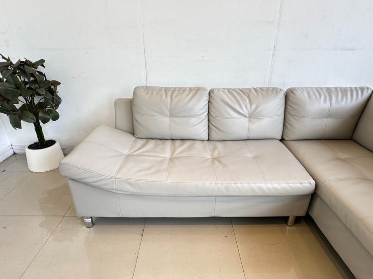 โซฟาแอลเข้ามุม เบาะหนัง PU สีเทา โครงไม้ MDF ขาเหล็ก  รูปที่ 8