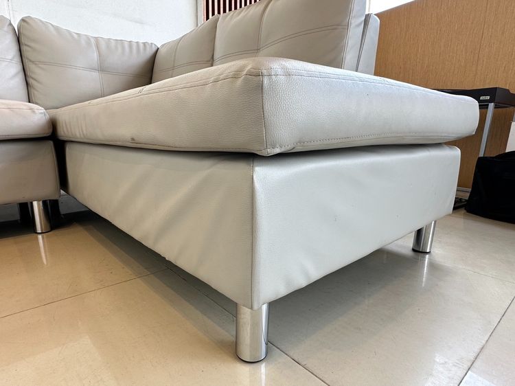 โซฟาแอลเข้ามุม เบาะหนัง PU สีเทา โครงไม้ MDF ขาเหล็ก  รูปที่ 14