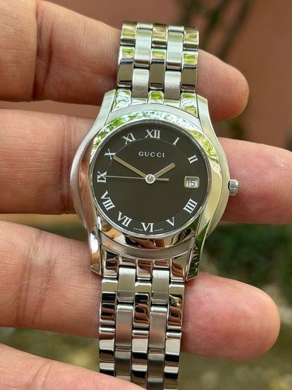 GUCCI 5500M Quartz Black Dial Roman Numerals Date Stainless Steel 34 mm Women's Watch รูปที่ 7