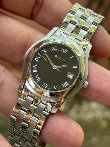 GUCCI 5500M Quartz Black Dial Roman Numerals Date Stainless Steel 34 mm Women's Watch รูปที่ 8