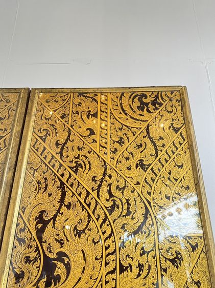 ประตู บานพับ ลวดลายไทยบนไม้อัด ปิดแผ่นอคีลิคใส โครงประตูไม้จริง (แบบที่ 1 ลายไทยด้านเดียว) รูปที่ 7