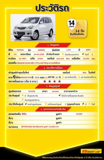 Toyota Avanza 2007 1.5 E Utility-car เบนซิน ไม่ติดแก๊ส เกียร์อัตโนมัติ เทา รูปที่ 2