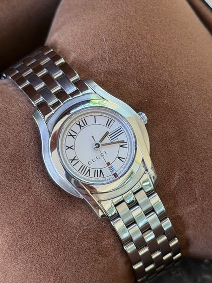 GUCCI Round face Watches 5500L Quartz White Dial Women's SS 