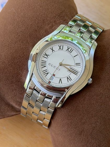 GUCCI 5500M 34 mm White Dial Swiss Quartz Steel Swiss Watch  รูปที่ 7