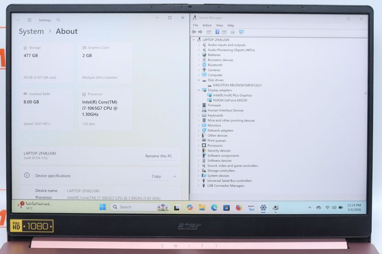 ACER SWIFT 3 CORE I7-1065G7.MX250 RAM8.512GB - ID26020429 รูปที่ 4