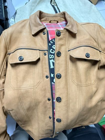 ขายเสื้อ Triumph Shirket Scrambler Tan Leather Riding Motorcycle Jacket รูปที่ 5