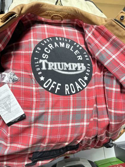 ขายเสื้อ Triumph Shirket Scrambler Tan Leather Riding Motorcycle Jacket รูปที่ 3