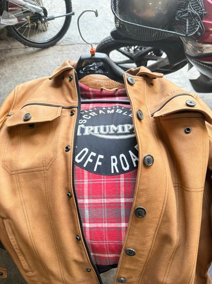 ขายเสื้อ Triumph Shirket Scrambler Tan Leather Riding Motorcycle Jacket