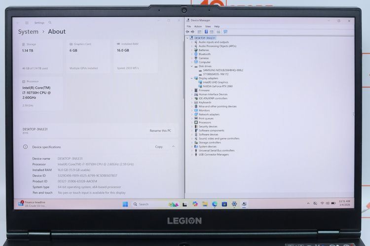 LENOVO LEGION 5 CORE I7-10750H.RTX2060 RAM16.1TB+256GB - ID26020423 รูปที่ 4