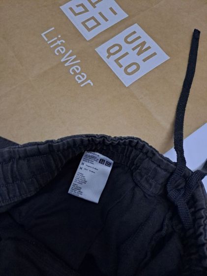 กางเกงขายาวเอวยืดมีเชือกผูกแบบสวมสีเทาเข้ม แบรนด์ Uniqlo‼️ รูปที่ 3
