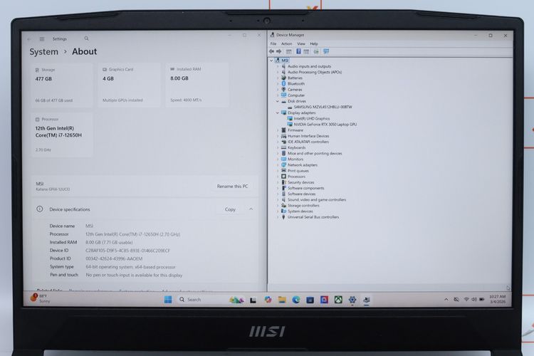 MSI Notebook Katana GF66 Core i7-12650H RTX3050 RAM8-512GB - ID26020415 รูปที่ 4