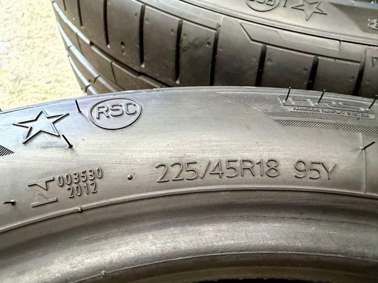 ยางถอดป้ายแดงขอบ 18” ยี่ห้อ HANKOOK รุ่น VENTUS S1EVO3 RUN FLAT ขนาด 225-45R18 ปี 25 ตุ่มหน้ายางยังอยู่ครบ รูปที่ 4