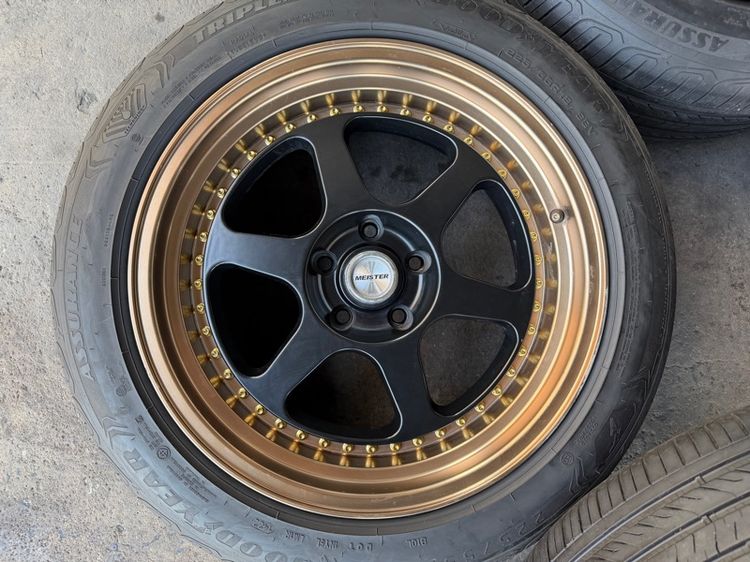 ล้อแม็กขอบ18 5รู114 กว้าง9 ออฟ35 มีรอยตามการใช้งานนิดหน่อย พร้อมยางGOODYEAR225-55-18 ปี22 ปีแท้ รูปที่ 4