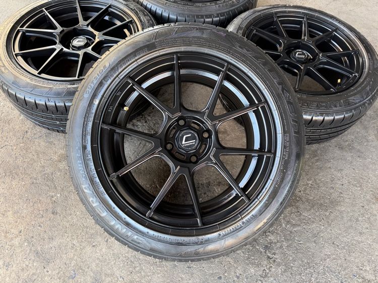 ล้อแม็กขอบ15 COSMIS 4รู100 กว้าง7 ออฟ30 สีดำเงา งานไทย สภาพสวยมากๆ (ล้อทำสีมาใหม่เพื่อความสวยงาม ไม่มีซ่อม) พร้อมยางFALKEN195-55-15 ปี21 รูปที่ 2