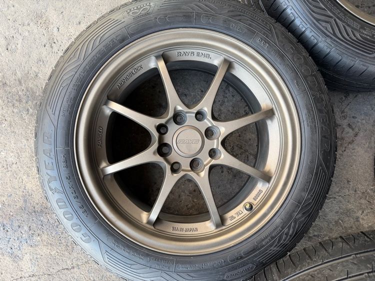 ล้อแม็กขอบ15 CE28 4รู100 กว้าง7 ออฟ35 สภาพสวย พร้อมยางGOODYEAR185-60-15 ปี23 ปีแท้ รูปที่ 4