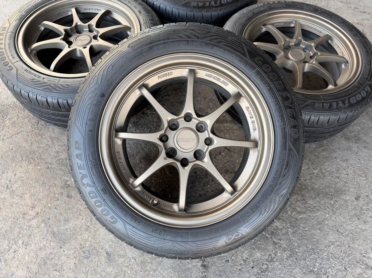 ล้อแม็กขอบ15 CE28 4รู100 กว้าง7 ออฟ35 สภาพสวย พร้อมยางGOODYEAR185-60-15 ปี23 ปีแท้ รูปที่ 2