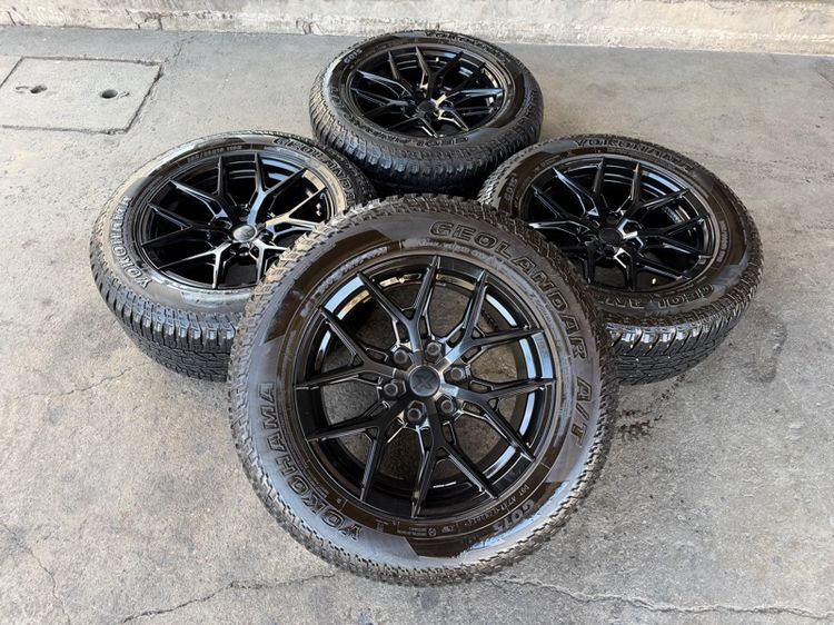 18" ล้อแม็กขอบ18 ก้านY 6รู139 กว้าง9 ออฟ15 สีดำเงา ล้อเบา FLOW FORMING งานSEVENFIFTH สภาพสวยมากๆ  พร้อมยางYOKOHAMA265-60-18 ปี24 ปีแท้