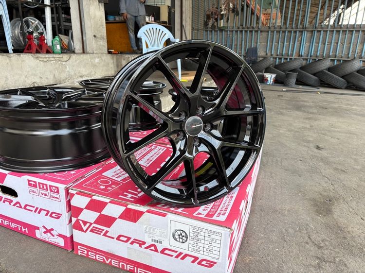 ล้อแม็กมือ1 ขอบ17 ก้านY 5รู100 กว้าง7.5 ออฟ40 สีดำเงา งานSEVENFIFTH งานสวยมาก  รูปที่ 6