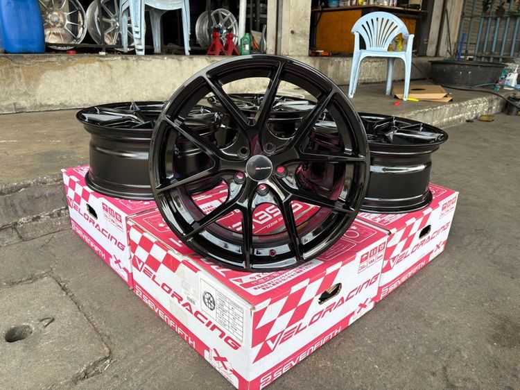 ล้อแม็กมือ1 ขอบ17 ก้านY 5รู100 กว้าง7.5 ออฟ40 สีดำเงา งานSEVENFIFTH งานสวยมาก  รูปที่ 4