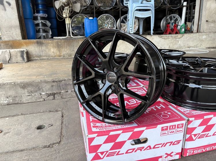 ล้อแม็กมือ1 ขอบ17 ก้านY 5รู100 กว้าง7.5 ออฟ40 สีดำเงา งานSEVENFIFTH งานสวยมาก  รูปที่ 5