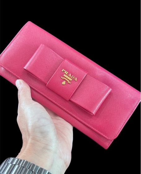 กระเป๋าสตางค์ใบยาว Prada Milano สีชมพู รูปที่ 3