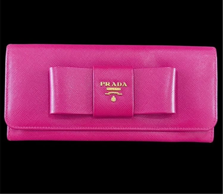กระเป๋าสตางค์ใบยาว Prada Milano สีชมพู รูปที่ 2