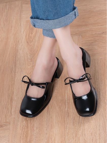 รองเท้าทรงแมรี่เจนส้นสูง ยี่ห้อ Mellow เบอร์41 สีดำเงา รูปที่ 2