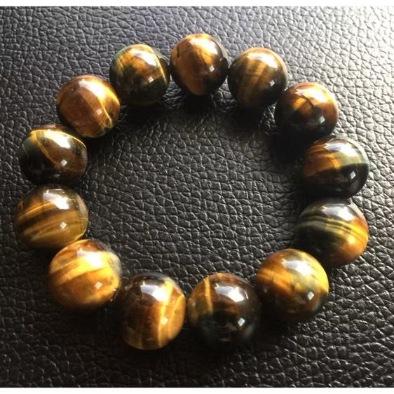 สร้อยข้อมือหิน ไทเกอร์อาย Tiger's Eye เกรดA ของแท้ ขนาด 18 MM.ส่งฟรีพร้อมกล่องสีทองสุดหรู รูปที่ 3