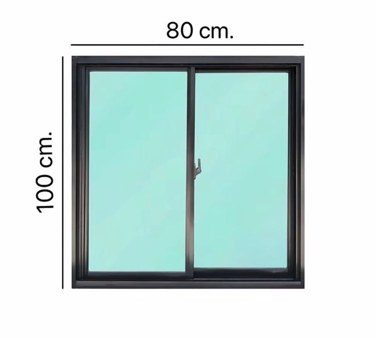 หน้าต่าง ขนาด 100×80ซม. หน้าต่างอลูมิเนียม หน้าต่างบานเลื่อน 2ช่อง