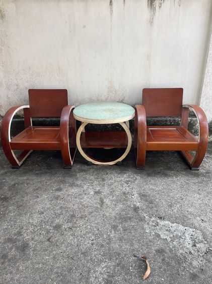 ชุดเก้าอี้รถถังไม้สักงานเก่า